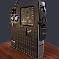 Sony Black Portable Radio With Antenna On Round Wooden Display Base