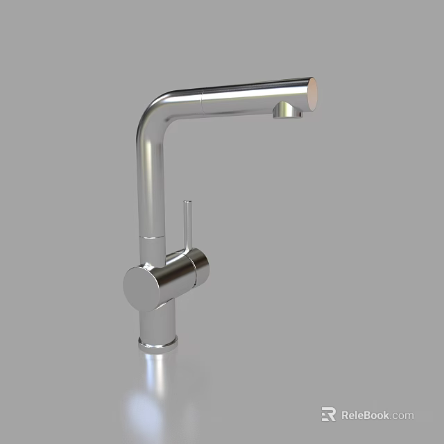 Modern Stainless Steel Faucet With Single Handle And Sleek Polished Design 3d model 