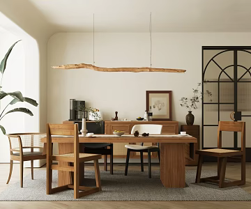 Middle Antique Home Restaurant Middle Antique Dining Table and Chair Retro Style Restaurant Dining Table Ornaments Round Table Restaurant Middle Antique Sideboard Decorative Cabinet Restaurant Chandelier Dining Chair 3d model