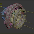 Intricate Futuristic Mechanical Weapon Featuring Circular Design And Metallic Texture 3d model
