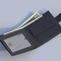 Open Black Leather Wallet With VISA Card US Dollars And Card Slots