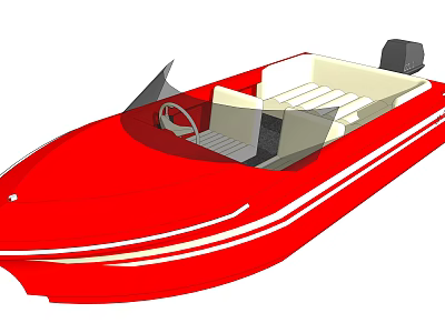Red Yacht With White Stripes And Spacious Interior 3d model
