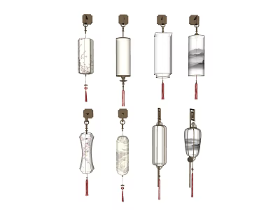 Modern Wall Lamps With Various Glass Shades And Red Tassel Details 3d model