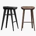 Modern Wooden Bar Stools In Black And Brown With Simple Design