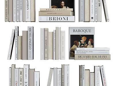 Various Thickness And Color Books Collection Featuring Paperback Hardcover With Spine Text Stacked Upright 3d model
