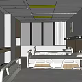 Spacious Hospital Room Interior With Medical Beds Windows And Wall Decor