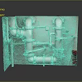 Industrial Wall Mounted Pipe System With White Pipes Valves And Red Equipment