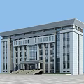 Modern Multi Story Office Building With Glass Facade And Grand Entrance Plaza