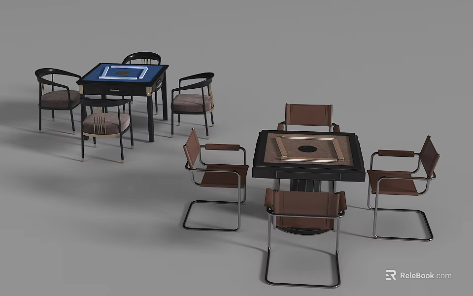 Modern Board Game Entertainment With Stylish Tables And Comfortable Chairs 3d model 