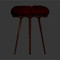 Classic Red Round Tufted Upholstered Stool With Three Wooden Legs Design