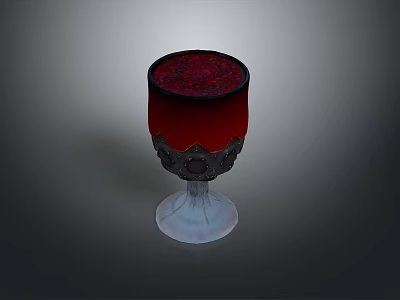 Intricate Sculpture Carving Red Cup With Transparent Base And Decorative Design 3d model