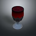 Intricate Sculpture Carving Red Cup With Transparent Base And Decorative Design