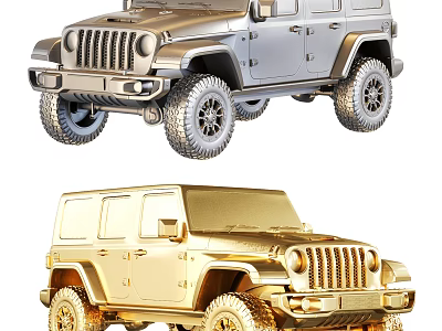 Silver and Gold Off Road Vehicle Models with Detailed Exterior and Scaled Design 3d model