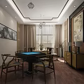 Chinese-style reception room Chess and card room 3d model