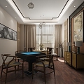 Chinese-style reception room Chess and card room 3d model