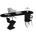 Modern Desk and Chair Combination Desk Lamp Single Chair 3d model