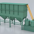 Green Industrial Sedimentation Tank With Multi Compartment Design Conical Bottom Yellow Ladder And Pipeline Connections