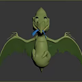 Green Cartoon Pterosaur Character With Long Beak Sharp Teeth And Green Wings 3d model