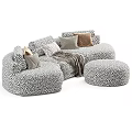 Modern Sectional Sofa With Plush Pillows Cozy Blanket And Ottoman Color Options