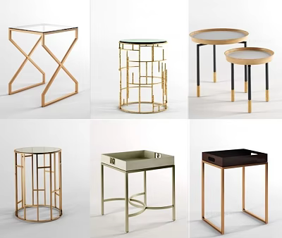 Modern Decorative Side Tables With Metal Frames Glass Tops And Various Designs 3d model