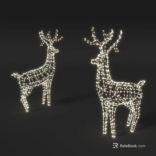 Illuminated Deer Shaped Decorative Lights With Mesh Design For Festive Home Decor 3d model 