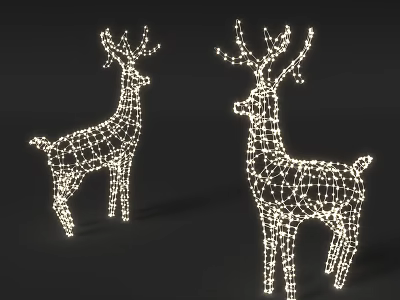 Illuminated Deer Shaped Decorative Lights With Mesh Design For Festive Home Decor 3d model