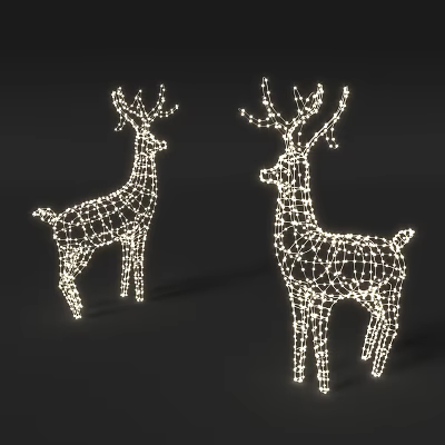 Illuminated Deer Shaped Decorative Lights With Mesh Design For Festive Home Decor 3d model