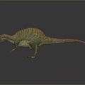 Green Red Colored Dinosaur Model Featuring Spinosaurus With Sailback Sharp Claws And Teeth 3d model