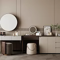 Italian Dressing Table Light Luxury Dressing Table Makeup Table Makeup Stool Combination Makeup Mirror Desk Ornaments Combination Vase 3d model
