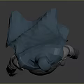 Detailed 3D Batman Figure with Gray Blue Armor Yellow Utility Belt and Cape Standing Pose