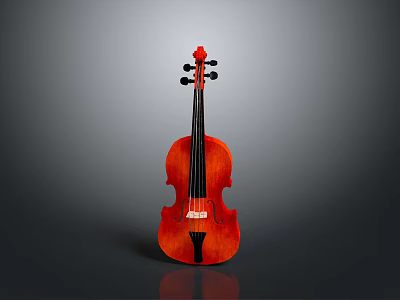 Reddish Wooden Violin With Black Strings A Stylish Household Musical Item 3d model