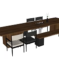 Modern Wooden Tea Table and Chairs with Four Seats Tea Set Tray and Vase