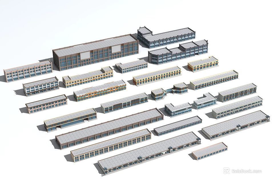 Multiple Modern Office Buildings With Diverse Architectural Designs And Styles 3d model