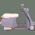 Light Gray Classic Scooter With White Seat Round Headlight And Rearview Mirrors