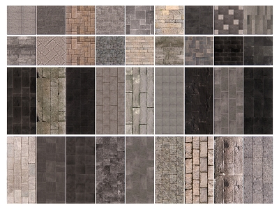 Green Slab Floor Tile Ground Paving Chinese Country Ancient Street Pavement Retro Old Slab model