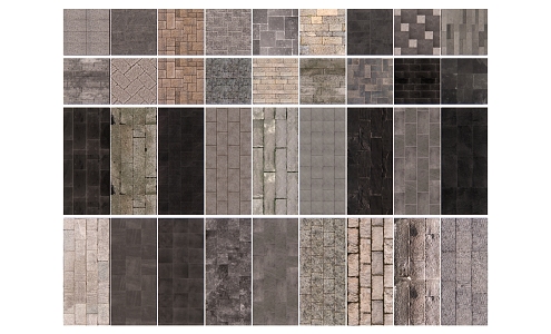 Green Slab Floor Tile Ground Paving Chinese Country Ancient Street Pavement Retro Old Slab 3d model