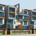Modern Townhouses Exterior Architecture With Balconies Large Windows And Contemporary Design