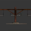 Outdoor Playground Rotating Swing Equipment With Wooden Seats Metal Frame And Concrete Base