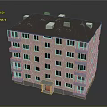 Multi Story Residential Building With Red Brick Exterior White Balcony Railings And Dark Roof