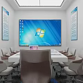 Bright Modern Public Office Space With Desks Computer Monitors Office Chairs And Linear Ceiling Lights 3d model