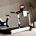 Modern Indoor Sports Equipment Featuring Treadmill Exercise Bike and Potted Plant Setup