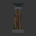 Ornamental Decorative Pillar With Wooden Texture And Square Top Gray Base