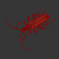 Beetle With Brown And Orange Body And Long Antennae On Dark Background