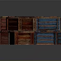 Colorful Stacked Wooden Crates In Red Blue Green And Brown Tones