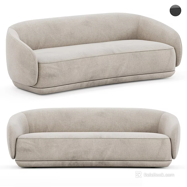 Modern Light Gray Upholstered Sectional Sofa With Rounded Arms And Sleek Design 3d model