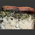 Fresh Square Sushi With Salmon Topping Nori Wrapper Rice Base And Green Seaweed Garnish