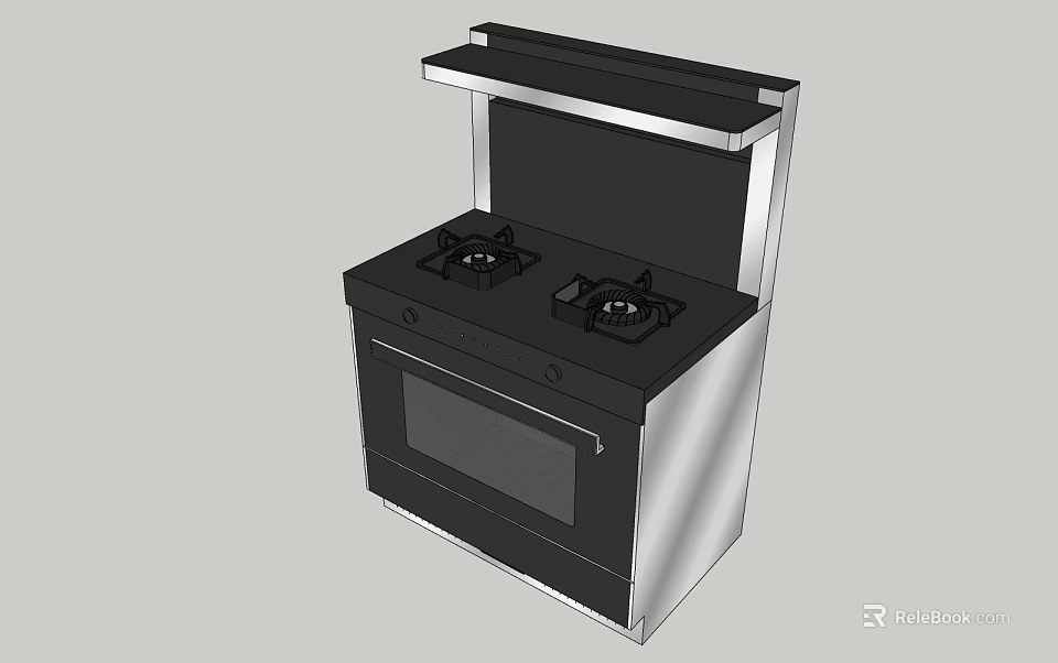 Modern Kitchen Appliance With Gas Stove Oven And Range Hood Design 3d model 