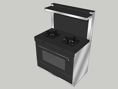 Modern Kitchen Appliance With Gas Stove Oven And Range Hood Design 3d model