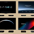 Multiple Modern Televisions Display SPACE Starry Night Earth Arc And Color Gradient Screens