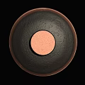 Textured Brown Ceramic Bowl Tableware Set Featuring Circular Patterns On Gray Mat 3d model